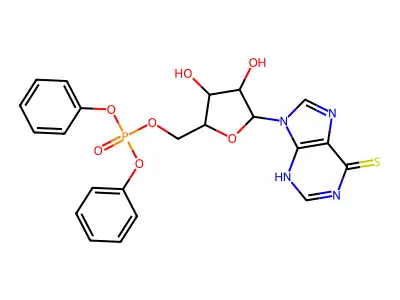 [3,4-dihydroxy-5-(6-sulfanylidene-3H-purin-9-yl)oxolan-2-yl]methyl diphenyl phosphate structure