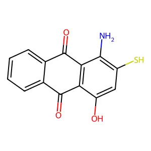 1-Amino-4-hydroxy-2-mercaptoanthra-9,10-quinone structure