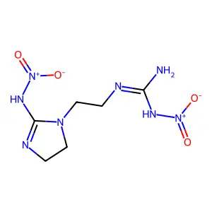 2-[2-(2-Nitramido-4,5-dihydroimidazol-1-yl)ethyl]-1-nitroguanidine structure
