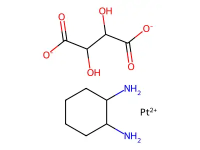 Platinum(2+) 2,3-dihydroxybutanedioate--cyclohexane-1,2-diamine (1/1/1) structure