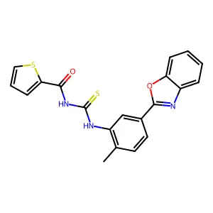 N-{[5-(1,3-benzoxazol-2-yl)-2-methylphenyl]carbamothioyl}thiophene-2-carboxamide structure