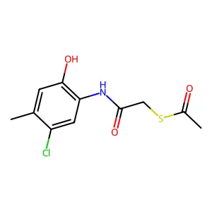 S-[2-[(5-chloro-2-hydroxy-4-methylphenyl)amino]-2-oxoethyl] ethanethioate structure
