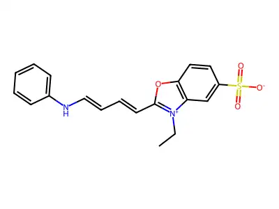 3-Ethyl-2-[4-(phenylamino)buta-1,3-dienyl]-5-sulphonatobenzoxazolium structure