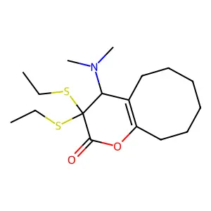 4-(dimethylamino)-3,3-bis(ethylsulfanyl)-5,6,7,8,9,10-hexahydro-4H-cycloocta[b]pyran-2-one structure
