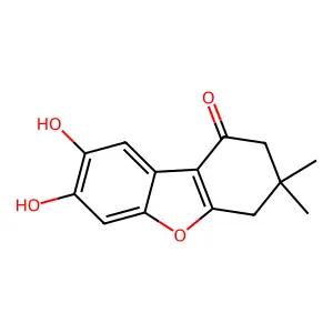 7,8-Dihydroxy-3,3-dimethyl-3,4-dihydrodibenzo[b,d]furan-1(2H)-one structure
