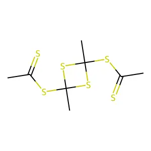 (4-Ethanethioylsulfanyl-2,4-dimethyl-1,3-dithietan-2-yl) ethanedithioate structure