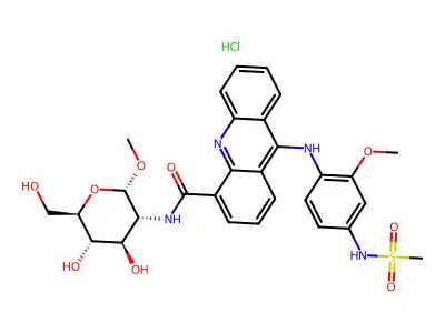Methanesulfonanilide, 3'-methoxy-4'-(4-(alpha-D-1-O-methyl-glucopyranosid-2-ylcarbamoyl)-9-acridinylamino)-, hydrochloride structure