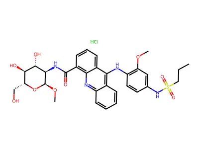 1-Propanesulfonanilide, 3'-methoxy-4'-(4-(alpha-D-1-O-methyl-glucopyranosid-2-ylcarbamoyl)-9-acridinylamino)-, hydrochloride structure