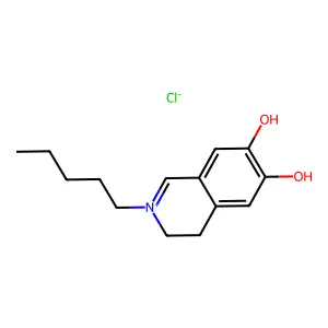 Isoquinolinium, 3,4-dihydro-6,7-dihydroxy-2-pentyl-, chloride (1:1) structure