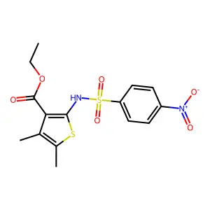 Ethyl 4,5-dimethyl-2-{[(4-nitrophenyl)sulfonyl]amino}thiophene-3-carboxylate structure