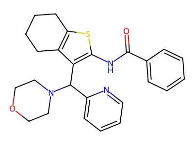 N-{3-[(morpholin-4-yl)(pyridin-2-yl)methyl]-4,5,6,7-tetrahydro-1-benzothiophen-2-yl}benzamide structure