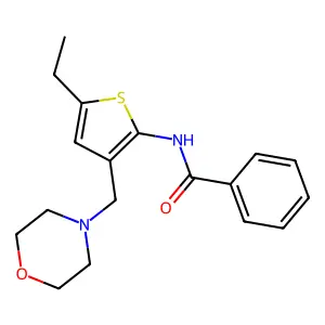 N-{5-ethyl-3-[(morpholin-4-yl)methyl]thiophen-2-yl}benzamide structure