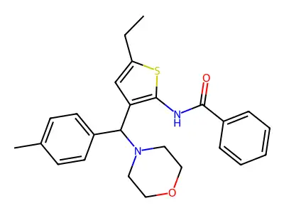 N-{5-ethyl-3-[(4-methylphenyl)(morpholin-4-yl)methyl]thiophen-2-yl}benzamide structure