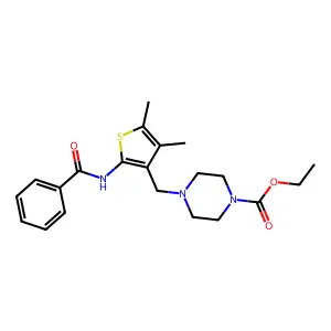Ethyl 4-((2-benzamido-4,5-dimethylthiophen-3-yl)methyl)piperazine-1-carboxylate structure