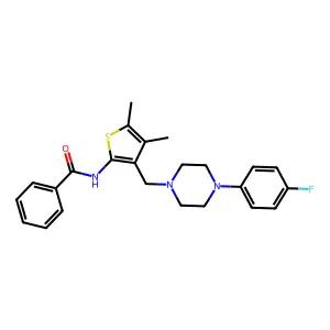 N-(3-{[4-(4-fluorophenyl)piperazin-1-yl]methyl}-4,5-dimethylthiophen-2-yl)benzamide structure