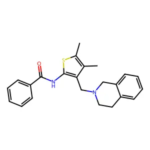 N-[3-(3,4-dihydroisoquinolin-2(1H)-ylmethyl)-4,5-dimethylthiophen-2-yl]benzamide structure