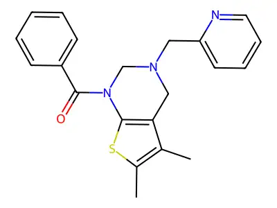 2-({1-benzoyl-5,6-dimethyl-1H,2H,3H,4H-thieno[2,3-d]pyrimidin-3-yl}methyl)pyridine structure