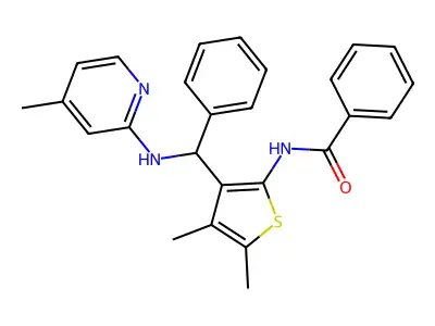 N-(4,5-dimethyl-3-{[(4-methylpyridin-2-yl)amino](phenyl)methyl}thiophen-2-yl)benzamide structure