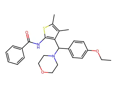 N-{3-[(4-ethoxyphenyl)(morpholin-4-yl)methyl]-4,5-dimethylthiophen-2-yl}benzamide structure