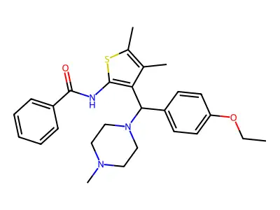 N-{3-[(4-ethoxyphenyl)(4-methylpiperazin-1-yl)methyl]-4,5-dimethylthiophen-2-yl}benzamide structure