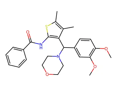 N-{3-[(3,4-dimethoxyphenyl)(morpholin-4-yl)methyl]-4,5-dimethylthiophen-2-yl}benzamide structure