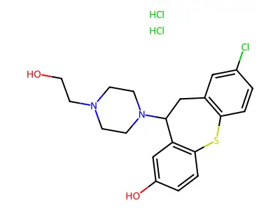 2-Chloro-8-hydroxy-10-(4-(2-hydroxyethyl)piperazino)-10,11-dihydrodibenzo(b,f)thiepin 2HCl structure
