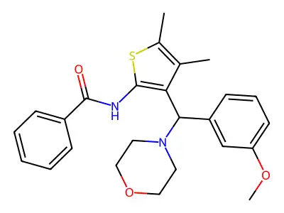 N-[3-[(3-methoxyphenyl)-morpholin-4-ylmethyl]-4,5-dimethylthiophen-2-yl]benzamide structure