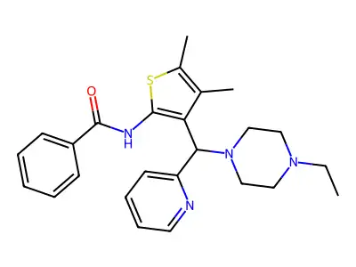 N-{3-[(4-ethyl-1-piperazinyl)(2-pyridinyl)methyl]-4,5-dimethyl-2-thienyl}benzamide structure