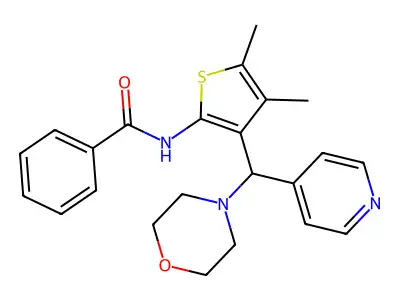 N-{4,5-dimethyl-3-[(morpholin-4-yl)(pyridin-4-yl)methyl]thiophen-2-yl}benzamide structure