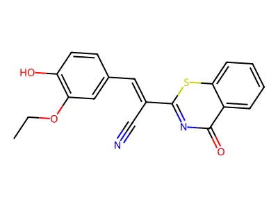 3-(3-Ethoxy-4-hydroxyphenyl)-2-(4-oxo-4H-1,3-benzothiazin-2-yl)prop-2-enenitrile structure