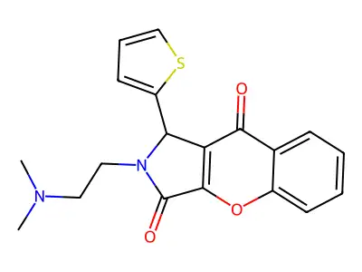 2-(2-(dimethylamino)ethyl)-1-(thiophen-2-yl)-1,2-dihydrochromeno[2,3-c]pyrrole-3,9-dione structure