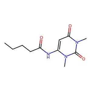 N-(1,3-dimethyl-2,6-dioxo-1,2,3,6-tetrahydropyrimidin-4-yl)pentanamide structure