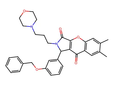 6,7-dimethyl-2-(3-morpholin-4-ylpropyl)-1-(3-phenylmethoxyphenyl)-1H-chromeno[2,3-c]pyrrole-3,9-dione structure