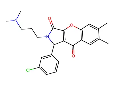 1-(3-chlorophenyl)-2-(3-(dimethylamino)propyl)-6,7-dimethyl-1,2-dihydrochromeno[2,3-c]pyrrole-3,9-dione structure