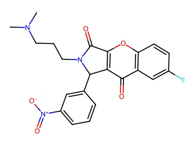 2-[3-(dimethylamino)propyl]-7-fluoro-1-(3-nitrophenyl)-1H-chromeno[2,3-c]pyrrole-3,9-dione structure