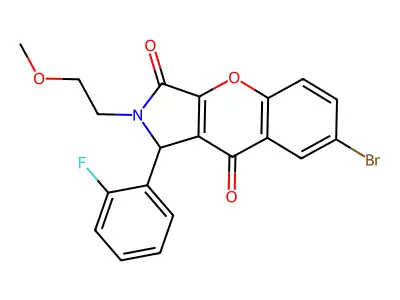 7-bromo-1-(2-fluorophenyl)-2-(2-methoxyethyl)-1,2-dihydrochromeno[2,3-c]pyrrole-3,9-dione structure