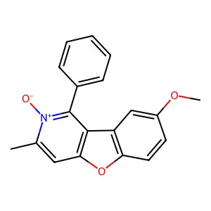 8-Methoxy-3-methyl-2-oxido-1-phenyl-[1]benzofuro[3,2-c]pyridin-2-ium structure