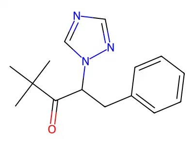 4,4-dimethyl-1-phenyl-2-(1H-1,2,4-triazol-1-yl)-3-pentanone structure