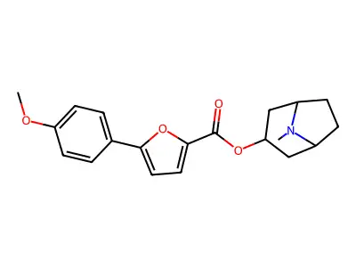 1-alpha-H,5-alpha-H-Tropan-3-alpha-ol, 5-(p-methoxyphenyl)-2-furoate structure