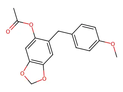[6-[(4-Methoxyphenyl)methyl]-1,3-benzodioxol-5-yl] acetate structure