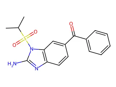 2-Amino-6-benzoyl-1-((isopropyl)sulphonyl)-1H-benzimidazole structure