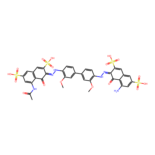 C36H30N6O17S4 structure