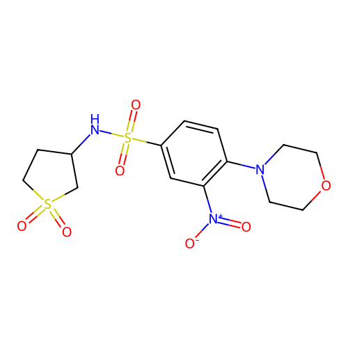 N-(1,1-dioxidotetrahydro-3-thienyl)-3-nitro-4-(4-morpholinyl)benzenesulfonamide structure