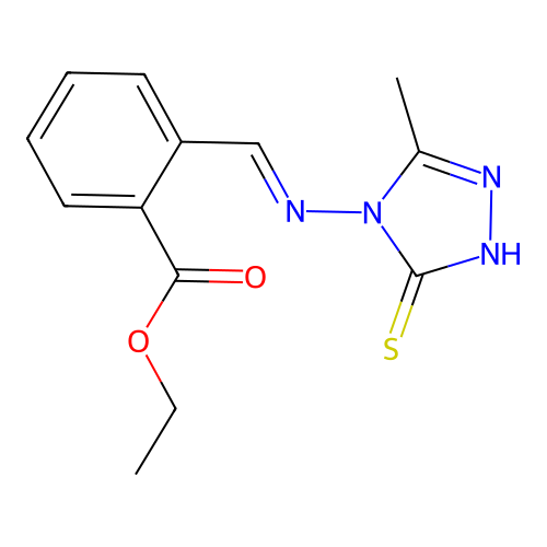 ethyl 2-[(E)-(3-methyl-5-sulfanylidene-1H-1,2,4-triazol-4-yl)iminomethyl]benzoate structure