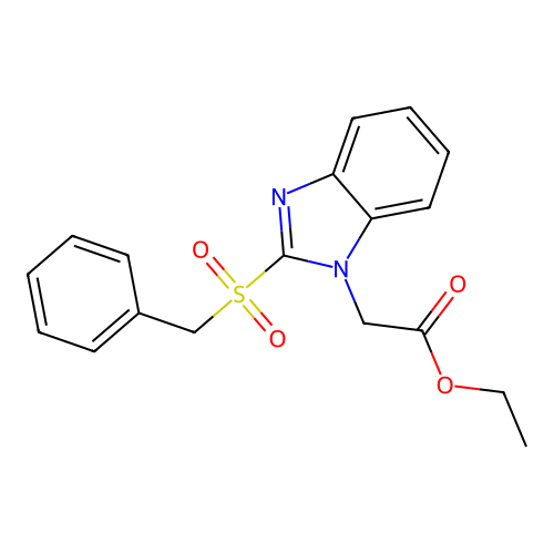 Ethyl 2-{2-[benzylsulfonyl]benzimidazolyl}acetate structure