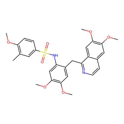 N-(2-((6,7-dimethoxyisoquinolin-1-yl)methyl)-4,5-dimethoxyphenyl)-4-methoxy-3-methylbenzenesulfonamide structure