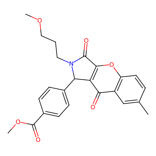 methyl 4-[2-(3-methoxypropyl)-7-methyl-3,9-dioxo-1,2,3,9-tetrahydrochromeno[2,3-c]pyrrol-1-yl]benzoate structure