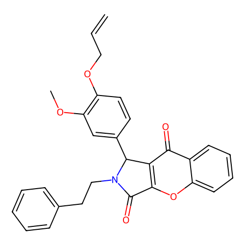 1-[3-methoxy-4-(prop-2-en-1-yloxy)phenyl]-2-(2-phenylethyl)-1,2-dihydrochromeno[2,3-c]pyrrole-3,9-dione structure