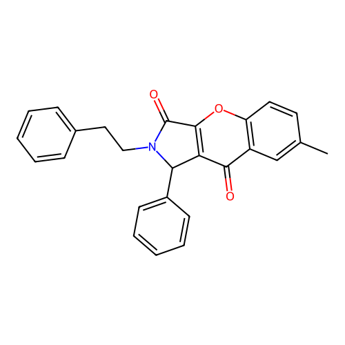 7-Methyl-1-phenyl-2-(2-phenylethyl)-1,2-dihydrochromeno[2,3-c]pyrrole-3,9-dione structure