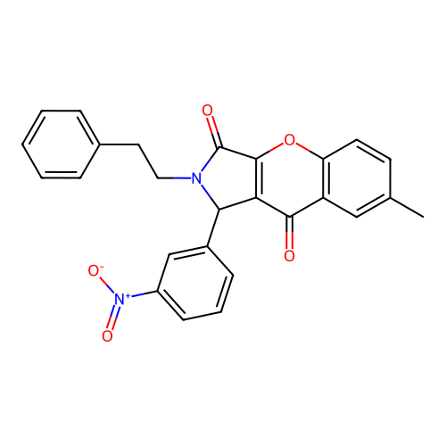7-methyl-1-(3-nitrophenyl)-2-(2-phenylethyl)-1,2-dihydrochromeno[2,3-c]pyrrole-3,9-dione structure